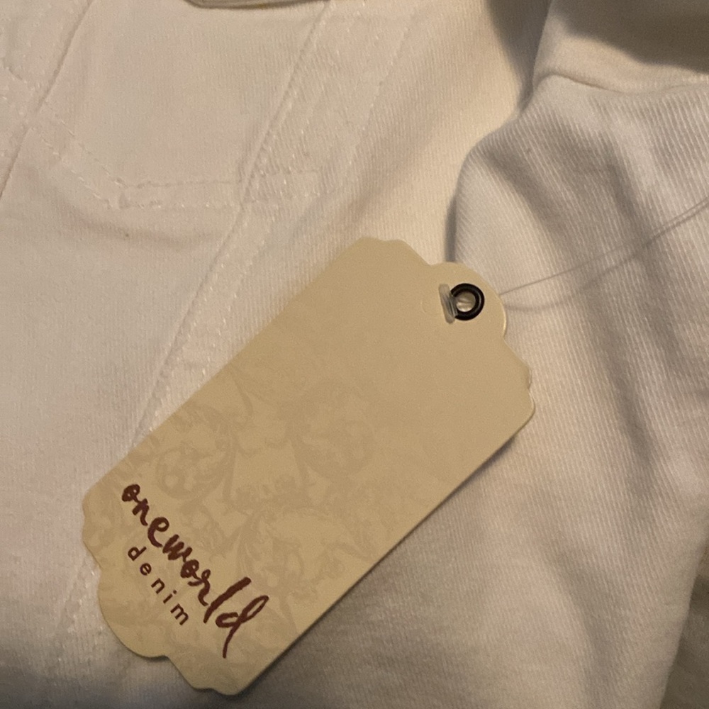 One World Denim Button Front Jacket White Size M New - Picture 7 of 14
